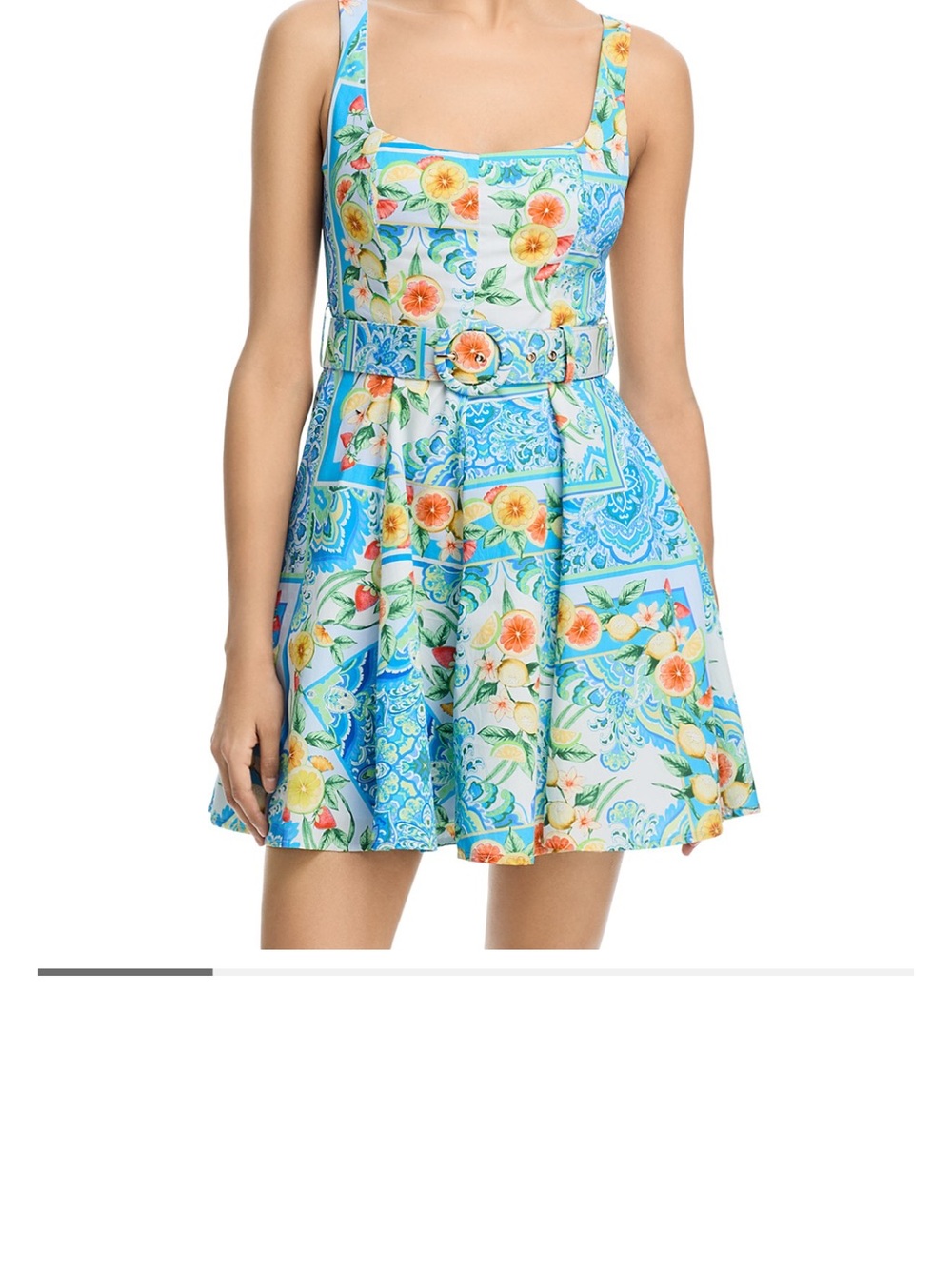 Aqua Blue Floral Belted Mini Dress